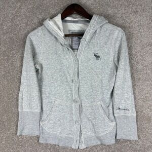 Abercrombie & Fitch Kids Gray Button Front Hoodie Sweatshirt Large L